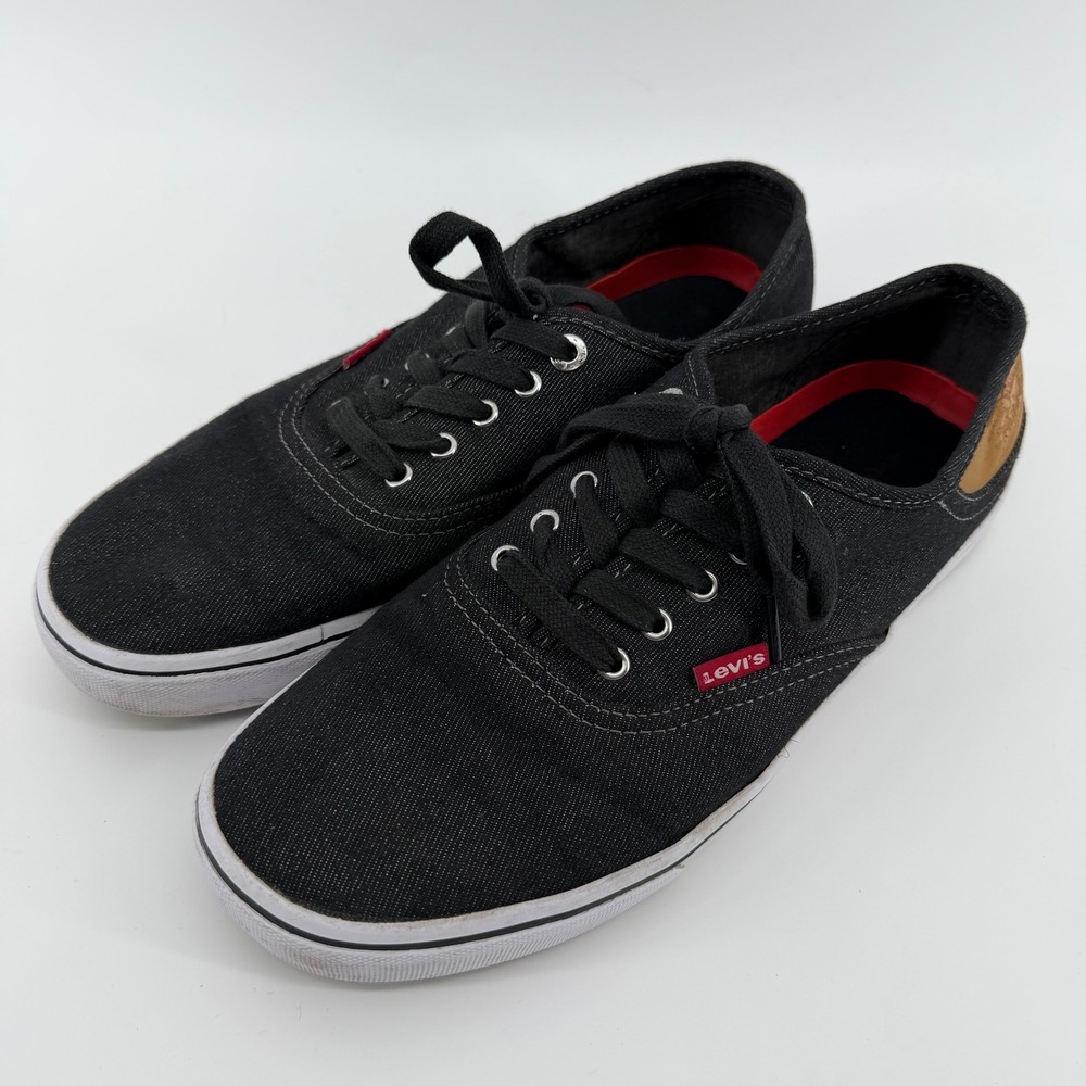 Levi's Low Top Sneaker Mens 9 Black Denim Canvas Lace Up Casual 51764240A